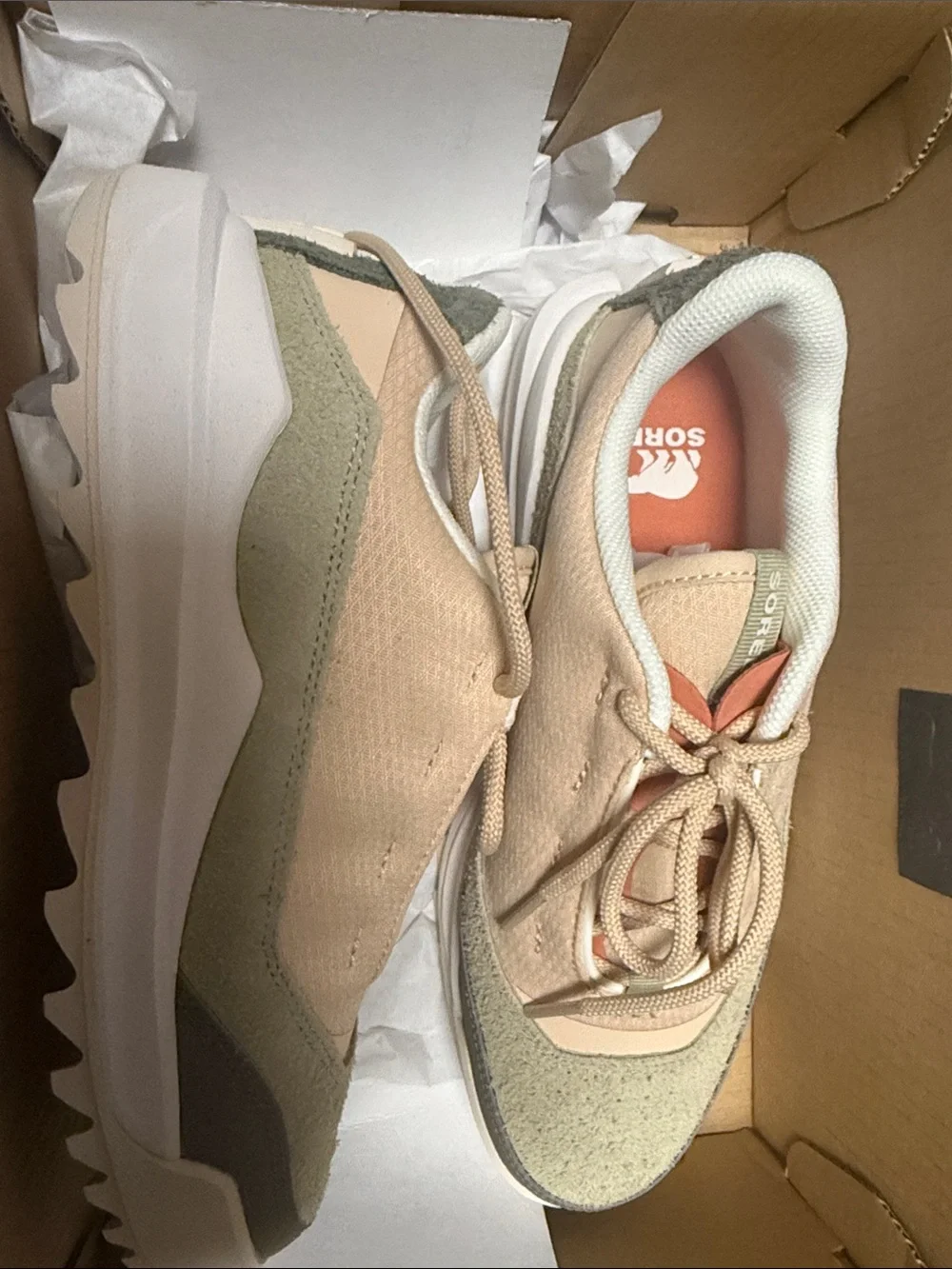 Sorel Women's Peach and Tan Lace-Up Sneakers